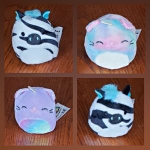Squishmallows 2 Zebras, 2 Tie Dye Caticorn Animals